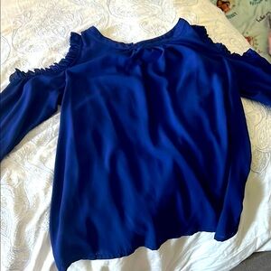 LOFT Royal Blue Cold Shoulder Blouse